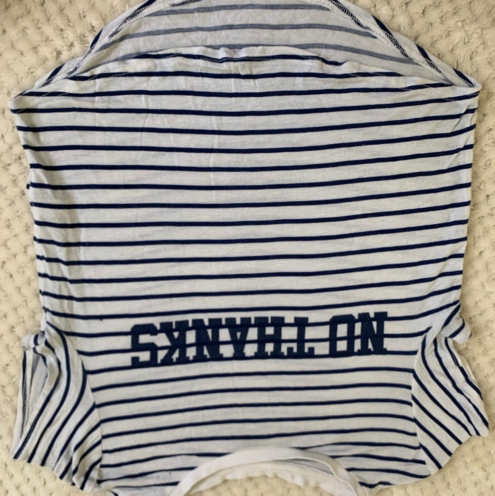 Striped no thanks cropped shirt